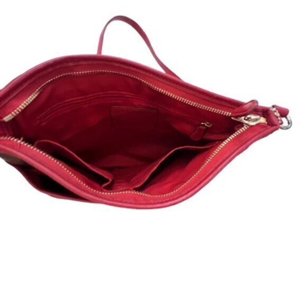 🎉SALE🎉 COACH Signature Varsity Stripe Crossbody Bag Brown Red‎ PVC - Picture 14 of 16